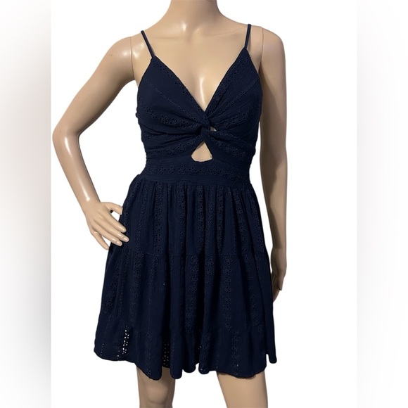 Angie Peek a boo Sundress Fairy Country Festival Tiered Women L Midnight Blue - Picture 2 of 9